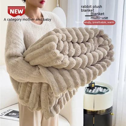 Luxurious Velvet Rabbit Fur Throw - Cozy & Thick